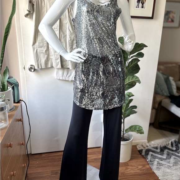 Silence + Noise Sequined Snake Print Sleeveless Tank/Tunic Top - Picture 10 of 11